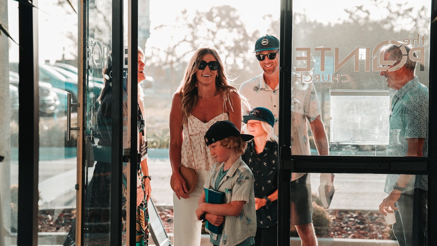 A family arriving for a service at The Pointe Church in Cocoa Beach